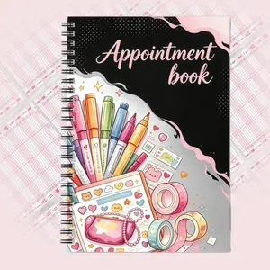 A beautiful spiral-bound appointment notebook, which can be used as a travel journal. Specially designed for managing customer appointments and office schedules, it serves as a personal organizer and is an ideal choice for hairdressing and beauty appointm