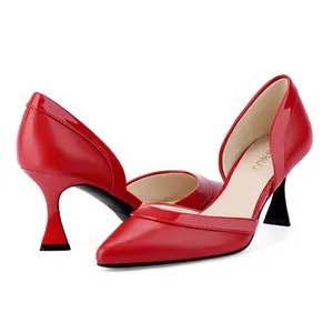 JENN ARDOR Women's Closed Toe Kitten Heels D'Orsay Pumps Red 3 Inch Vintage Kitten Heels for Office and Wedding Dress Shoes Fashion platform heels wedges heels women's shoes Comfortable