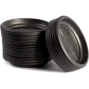 Juvale 24 Pack Small Plastic Plant Saucers for Pots, 4 Inch Drip Tray for Planter, Indoor, Outdoor Flowers (Black) Maplefield
