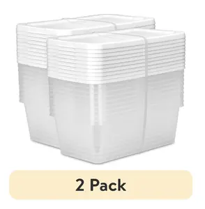 (2-Pack) 10 Count 6 Quart Clear Storage Containers – Plastic Bins with Snap Lids