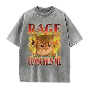 Cat Rage Is Consuming Me Funny Angry Meme Cats Humor T-Shirt
