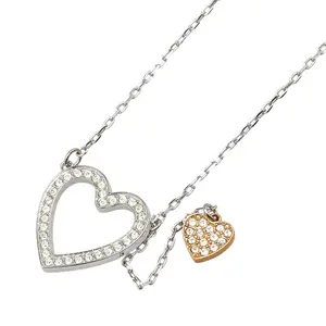 Pre-owned Swarovski Zinc Alloy Small Leather Goods Heart Motif Rhinestone Necklace