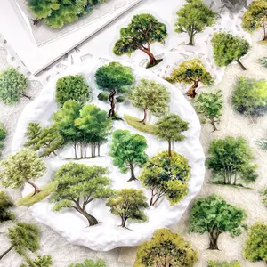 Vintage Colorful Tree Journal DIY Decoration Scrapbook Base Cutout Material Pet Stickers, Decal Sticker, Pack of 40 Sheets, Perfect for Craft Projects