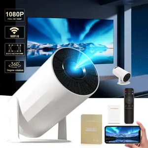 Portable Movie Projector with WiFi and BT Support 4k Decoding 1080P, 180° Rotatable 130'Screen Upper and Lower Auto Keystone Adjustment Compatible with Laptop, PC, Smartphone, Indoor and Outdoor Home Entertainment valentine gifts