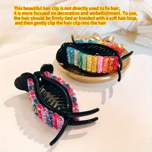 1pc Multicolor Rainbow Rhinestone Hair Claw Clip, Sweet and Cute Style, Suitable for Daily Use - Back Head Claw Clip Hair Accessories, Durable Design