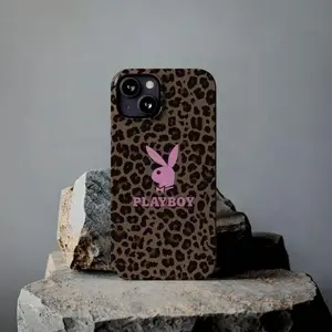 Playboy 2000's Leopard Print Design Cover, Trendy Animal Print Phone Case, Stylish Phone Accessories, Sleek Phone Covers, Protection Protective Q