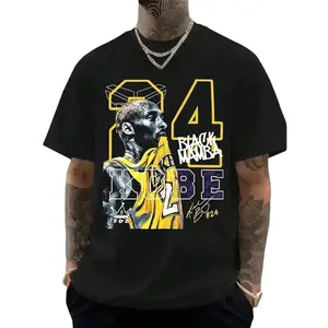 |     Kob.E Bryant |     Artistic Lakers Basketball Print Classic T-Shirt |     Popular Classic Apparel For Kobe Fans |      Loose Fit Printed Crew Neck Unisex Short-Sleeve T-Shirt |     European And American Fashion Brand Printed Base Layer Shirt, Cr