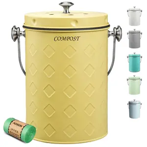 AOSION Countertop Compost Bin Kitchen,Odorless Indoor Compost Bin with Lid,Includes 2 Carbon Filters, Small Compost Bucket,Trash Bags