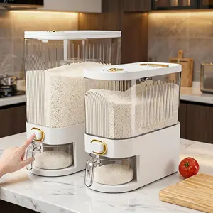 insect-proof airtight Rice Dispenser with Measuring Cups - Moisture-Resistant Plastic, Airtight Grain Storage Container for Soybeans, Corn & Cereals,pet food,cat food,dog food,suitable for kitchen and food storage room