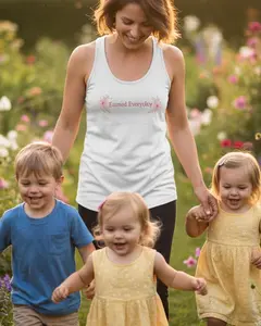 Lady's Basic Casual Polyester Fabric Racerback Tank - Crys's EE Good Vibes Top