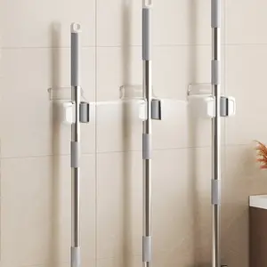 New Wall-Mounted Mop Holder No Drilling Hook, Bathroom Mop Storage Rack, Space-Saving Organizer for Cleaning Tools, Easy Installation