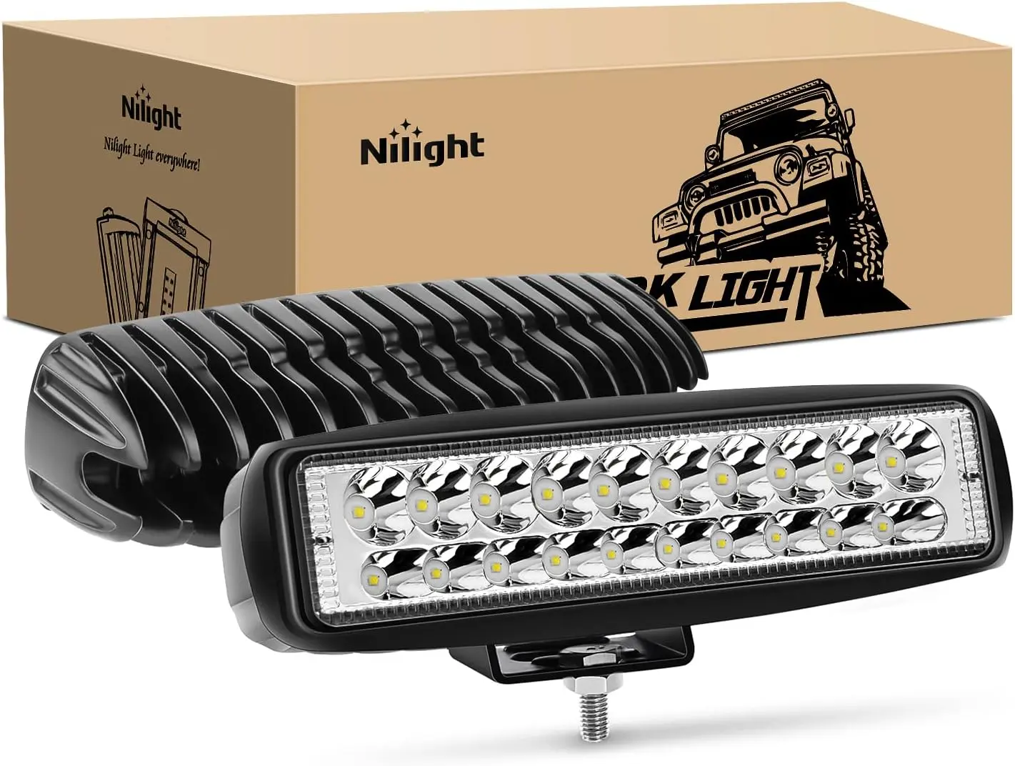 Nilight 2PCS 6-Inch 60W Waterproof LED Spot Light Pods - 3000LM Fog & Drive Lights, 12V/24V, IP68 Rated, Adjustable Mount for Off-Road Trucks, Night Driving, 60W Power, Spot Beam