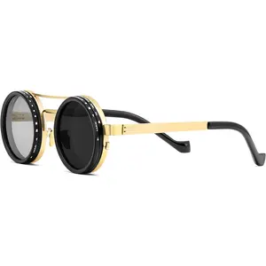 Void Energy Adjustable Tint Sunglasses Polarized Men, 1-9 Gear Manual Dimming, Steampunk Round Metal Frame UV400 ND Filter B1400