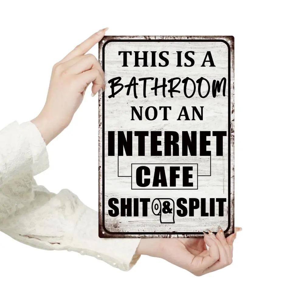 Room Decor Metal Slogan Pattern Decorative Sign, 1 Count This is a Bathroom Metal Sign, Home Decor Funny Sarcastic Wall Decoration Metal Sign, Vintage Wall Art Poster for Bathroom, Signage