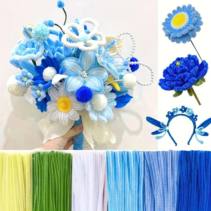 500 Piece Multi-Color Lily Twist Rod Pipe Cleaner Craft Kit, DIY Handmade Flowers Project, Perfect for