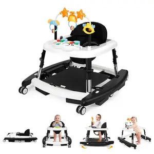 Baby Walker with 5 Adjustable Heights,Smart Steps Trend Activity Walker,5-in-1  Baby Walker for 6-18 Months Infants, Foldable & Adjustable Activity Walker with Bouncer, Music, Feeding Tray & Removable Footrest for Boys & Girls，Summervibes