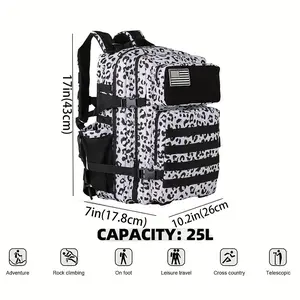 25L Outdoor Hiking Backpack, Large Size 3 Days Diaper Bag, Molle Daypack, Cloud Leopard Print Suitable for Camping