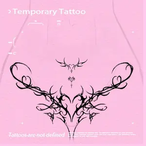 Sweet Cool Thorn Heart Herbal Juice Temporary Tattoo Sticker Waterproof Long Lasting Non-reflective Y2K E-girl Fake Tattoo Ins Niche Belly Waist Tattoo Sticker
