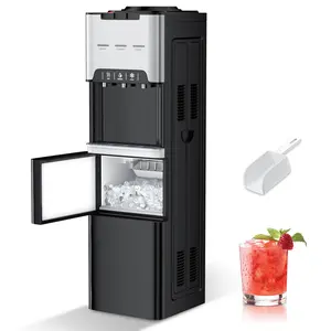 TABU 3-in-1 Water Dispenser with 44LBS/24H Ice Maker, Water Cooler with 3 Temperature Settings - Hot, Cold & Room Water, 3 or 5 Gallon Bottles, Child Safety Lock for Home and Office self clean