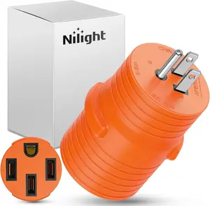 Nilight 15Amp to 50Amp RV Power Adapter 125 Volt Heavy Duty RV Plug 5-15P to 14-50R 15A Male to 50A Female Receptacle for RV/EV Camper Caravan Trailer Generator