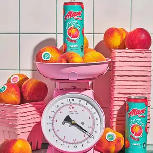 Alani Nu Juicy Peach Energy Drink - Energy Drink with Juicy Peach Flavor - Alani Nu Pink Slush bu Heiress Hilton Ideal for Sport and Active Lifestyles - Beverage- sugar free, gluten free, vegan,