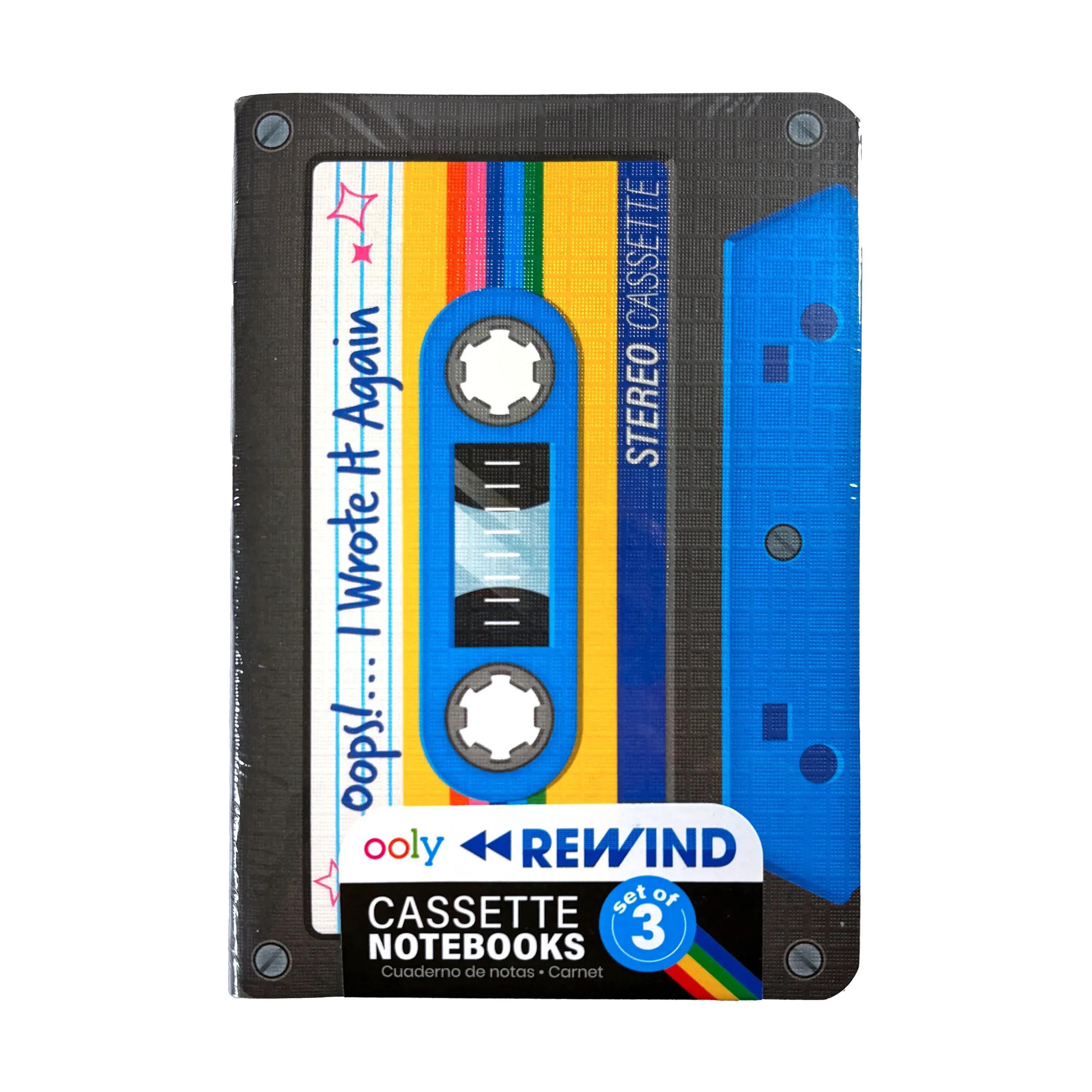 OOLY Retro Rewind Mini Notebooks (Set of 3) - Portable Writing Notebooks for School, Cute Notepads with Lined Paper, 5"x3.25", 68 Lined Pages, Bright Colors, Lightweight, Suitable for Ages 6+, Notebook For School