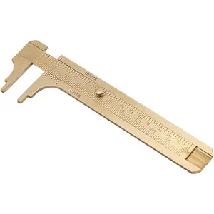 Handy Sliding Double Scales Vernier Caliper Ruler Measuring Tool mm/inch Brass Pocket Ruler 100mm