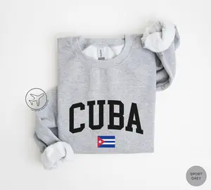 Cuba Sweatshirt, Cuban Flag Crewneck, Havana Souvenir Sweater, Caribbean Travel Gift, Unisex Cuba Pullover