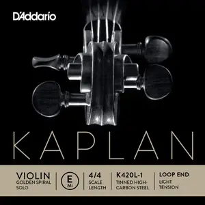 D'Addario Kaplan Golden Spiral Solo Loop End Violin Single E String, 4/4 Scale, Light Tension