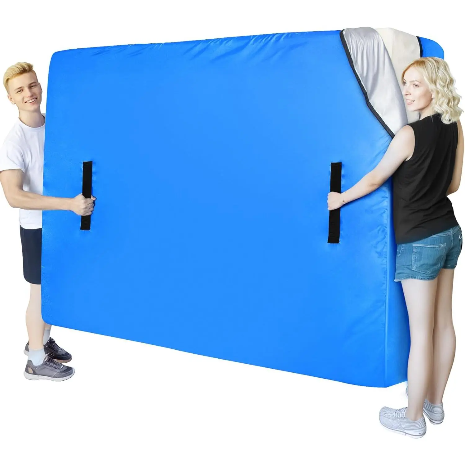 Size Mattress Bags for Moving and Storage,  Mattress Cover for Moving with  Handles,   Mattress Storage Bag, Heavy Duty Moving Supplies, Blue