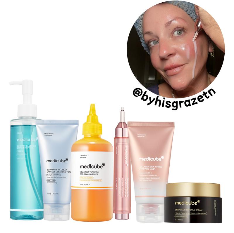 [medicube X Sara Trotter] Glow on the Go Set | Simple 4-Step Routine, Time-Saving Skincare, Korean Beauty, Made for 40s–50s, Moisture Balance, Korean Anti-Aging