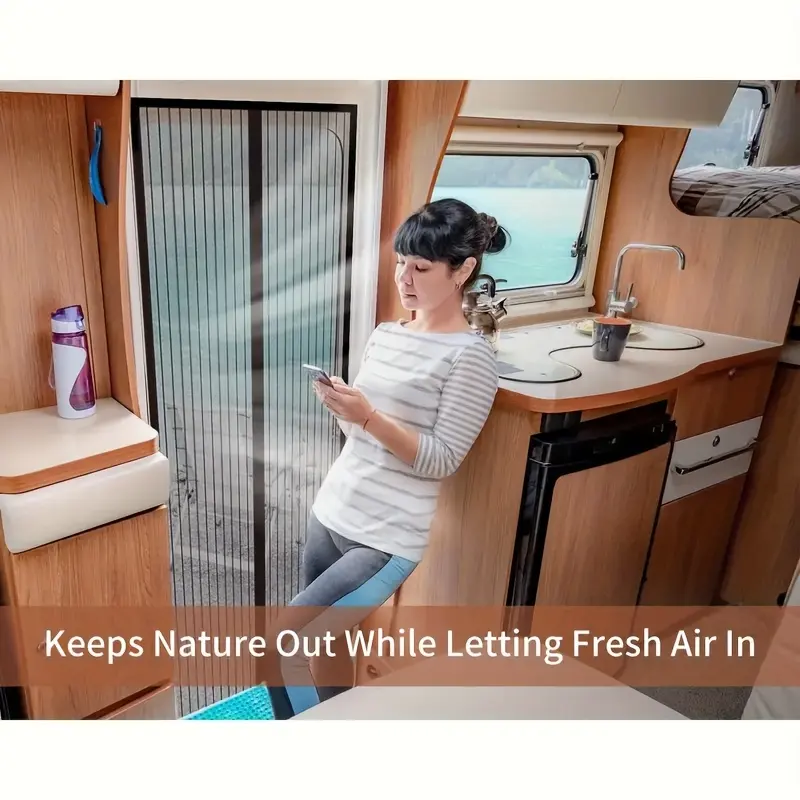 1pc RV Screen Door, Summer Mosquito-Proof, Motorhome Entrance Accessory, Exterior Decoration, Universal Fit, Opening Mechanism, Mesh Fabric, No Power Needed, for Motorhome, Door