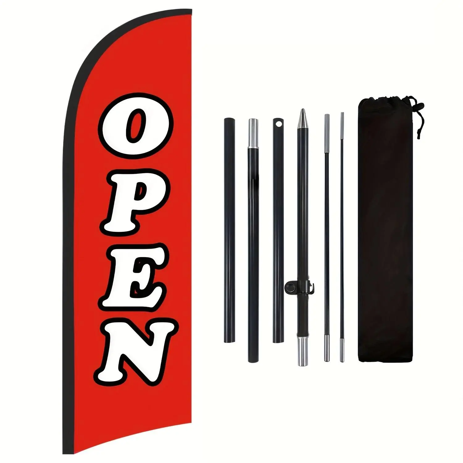 Open Feather Flag with Pole & Ground Stake, 8ft Polyester Fiber Uncharged Advertising Banner Sign for Business Outdoor Display, Outdoor Decor Banner, Outdoor Banners, Banner Decoration