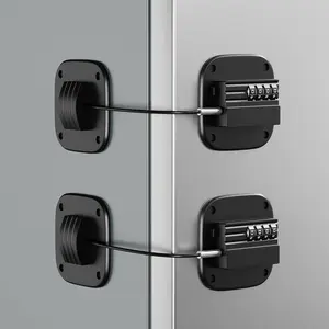 2 Pack Fridge Lock with Combination, No Key Required, Upgrade Refrigerator Lock with Adhesive and Screws, Freezer Cabinet Pantry Drawer Latch to Keep Door Closed, for  Adults Cats & Dogs, Black