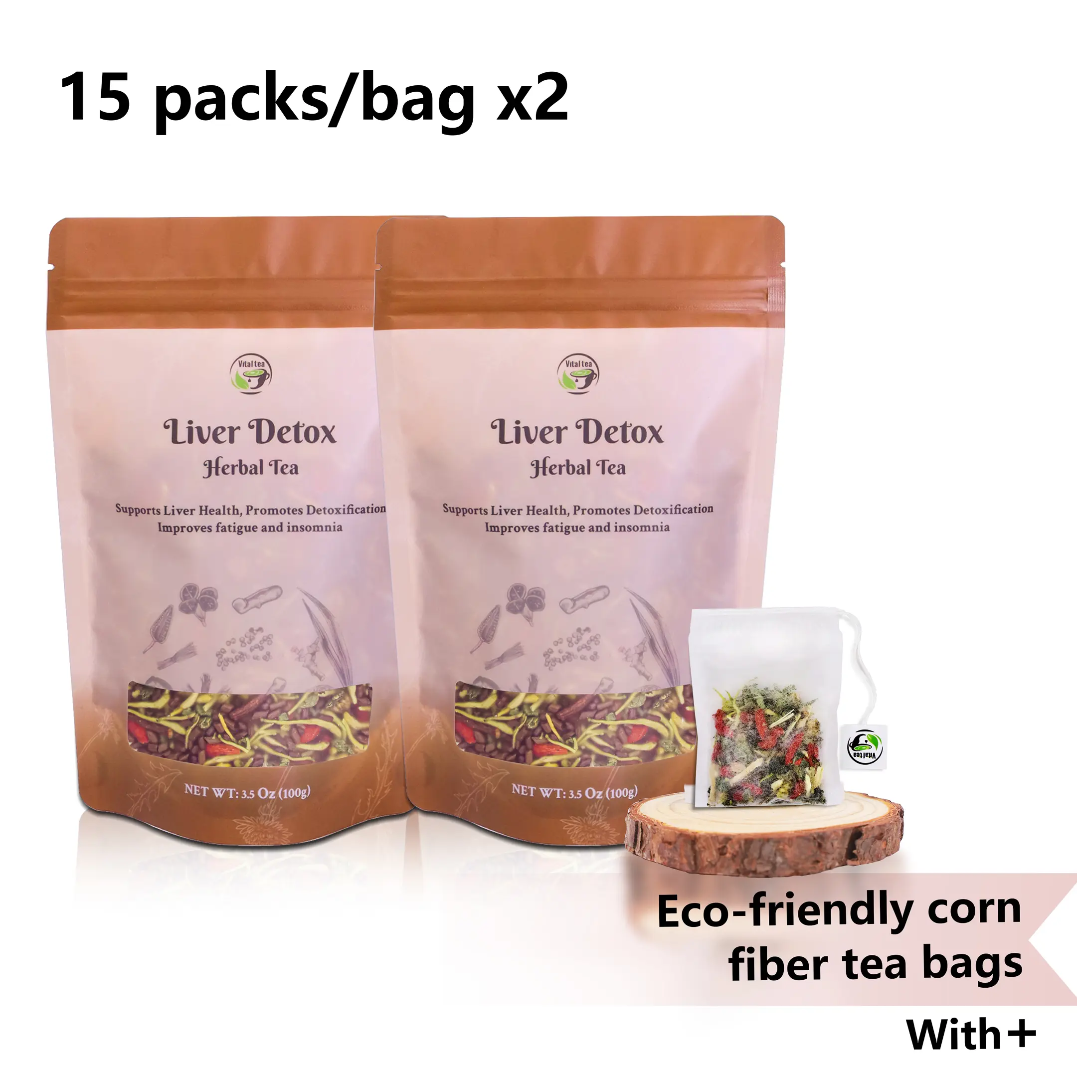 2 pack with corn fiber tea bags