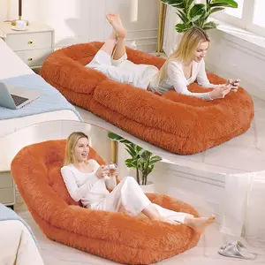 [Fahuac] Foldable Floor Sofa Chair with 5-Level Adjustable Backrest - Multi-Purpose Lazy Sofa Bed 90-180°, 69x35x34in, Ultra-Soft Faux Fur, High-Density Sponge, Iron Frame, Lounger for Living Room Bedroom Office.