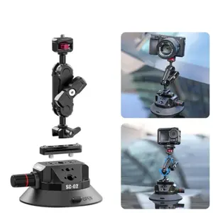 ULANZI SC-02 4.5in Pump-Camera Suction Cup Mount for Gopro -actived Vacuum Suction Mount w Quick Release NATO Magic Arm Car Boat Windshield Window Mount Compatible with Go pro Nikon Canon Sony DSLR Accessories Smartphone