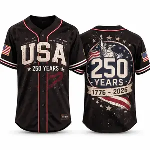 USA 250 Years Baseball Jersey, 1776–2026 Patriotic Jersey, American Freedom Shirt, USA Independence Anniversary Jersey