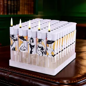 50 PCS women's outdoor lighter set with chic white minimalist style, standard flame windproof, suitable for picnics, fireplaces and luxury camping, it is the perfect gift for women who love adventure