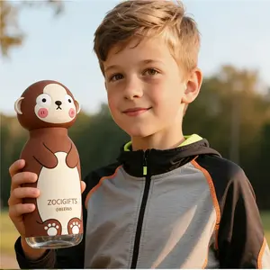Milo the Monkey - ZOCIGIFTS 450ml Cartoon Vacuum Cup, Kids Insulated Water Bottle with Straw, 316 Stainless Steel, Leak Proof, Hot & Cold 12 Hours, Gift for School, Travel