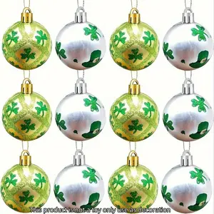 6 pcs, Ball Ornament - St. Patrick's Shamrock Clover Hanging Ball Baubles Ornament for Party Decoration Supplies