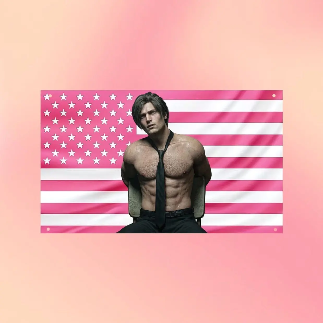 Leon S. Kennedy Pink USA Flag – Resident Evil Wall Tapestry & Room Banner – Video Game Fan Bedroom Decor
