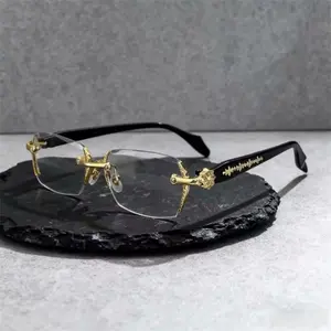 Rimless Blue Light Blocking Glasses Rectangle Anti Glare Computer Eyewear for Men & Women Lightweight Unisex Style with Anti-Glare Lenses and Durable Metal PC Build