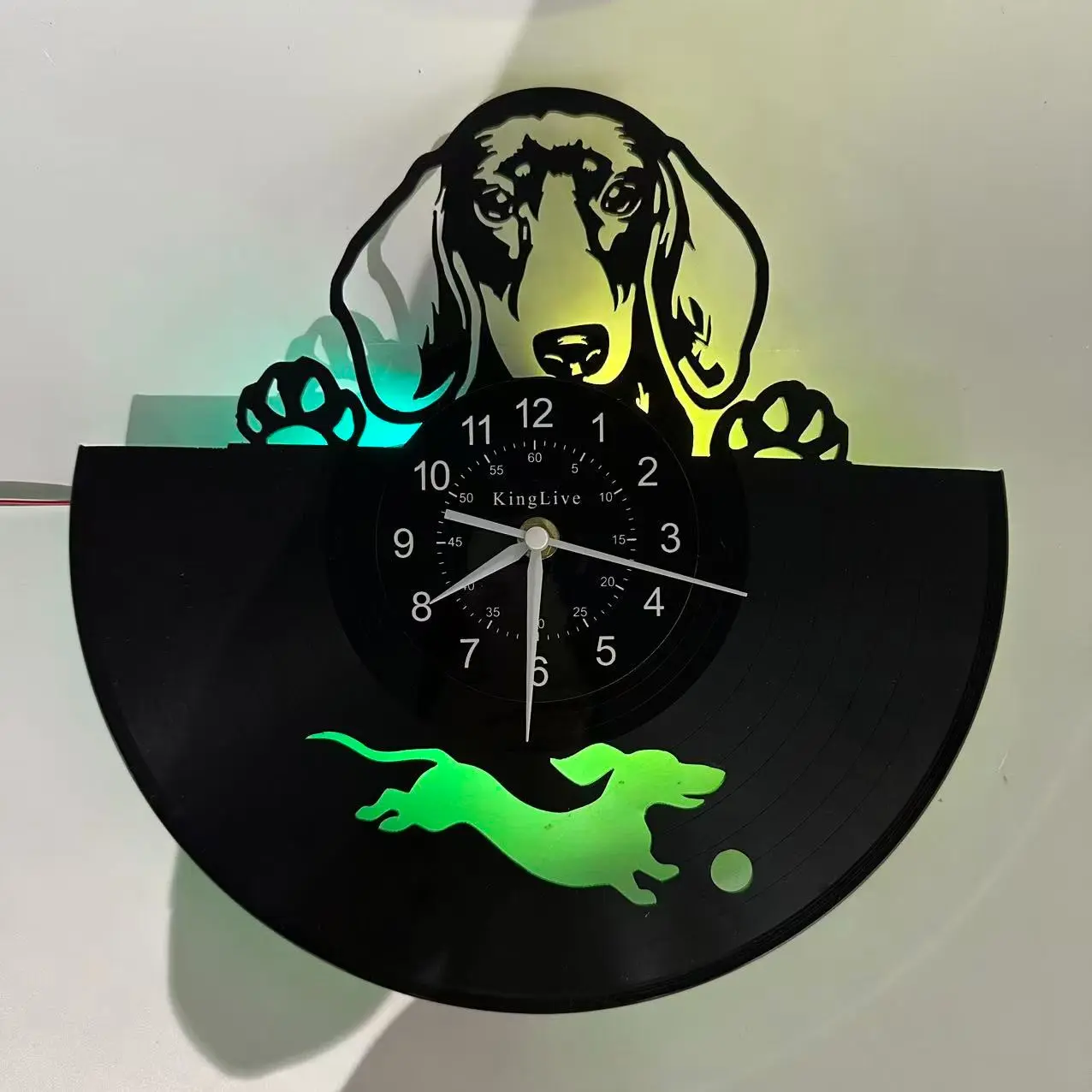 Aesthetic Puppy Vinyl Wall Clock, 7 Color LED Glow Wall Decor, Silent Wall Clock for Home Decoration, Perfect Creative Gift Idea