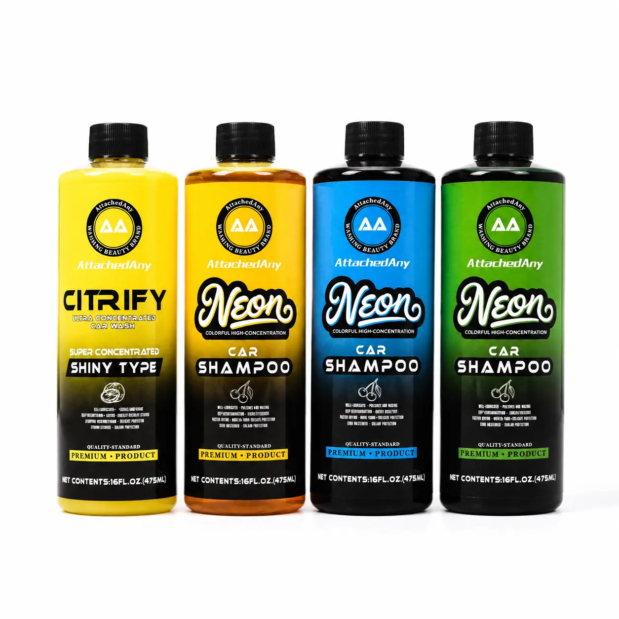 High-Foam pH-Neutral Car Wash Soap with Wax - Foam Cannon Compatible, Neon Colors Surface Cleaner, Car Cleaning Supplies, Automotive Detailing Kit