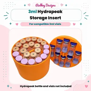 JAR NOT INCLUDED - 3ml Hydrapeak vial inserts (25oz holds 30 vials & 32oz holds 52 vials) | Peptide, Insulin, TRT Vial Organizer