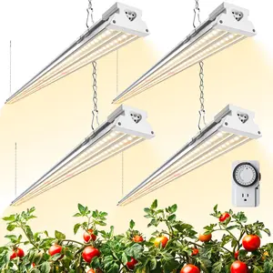 Barrina TX60 Grow Light for Indoor Plants 4FT, 240W(4 x 60W), High PPFD, Full Spectrum with 660nm Red LEDs, Mechanical Timer, Linkable, 4 Packs