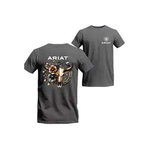 Ariat Western Skull T-shirt - Bold Floral And Horseshoe Design, Top, Menswear, Women, Tshirt, Streetwear, , Casual, Unisex