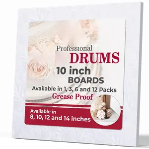 Cake Boards Square - Sturdy 1/2 Inch Thick Drums 10 Professionally Wrapped Edges White 1-pack
