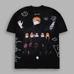 PowerFit x Anime Premium Oversized Tee Heavyweight Men's Casual Top with Pure Cotton Loose Fit Trendy Loose Cartoon Print, Retro Vintage Style Graphic